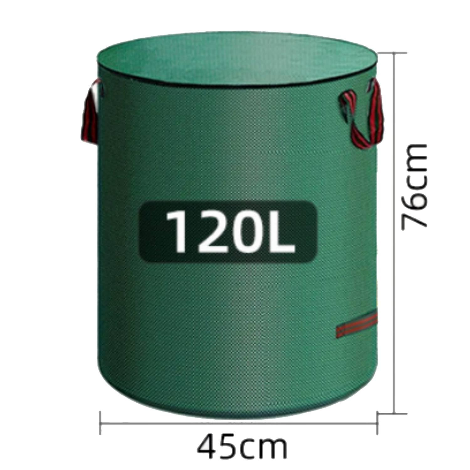 Sacco per rifiuti da giardino, 120 l, con coperchio, set da 2 pezzi, impermeabile, in tessuto PP, pieghevole e riutilizzabile, con manici e passanti per terreno, ideale per erba, foglie, taglio verde