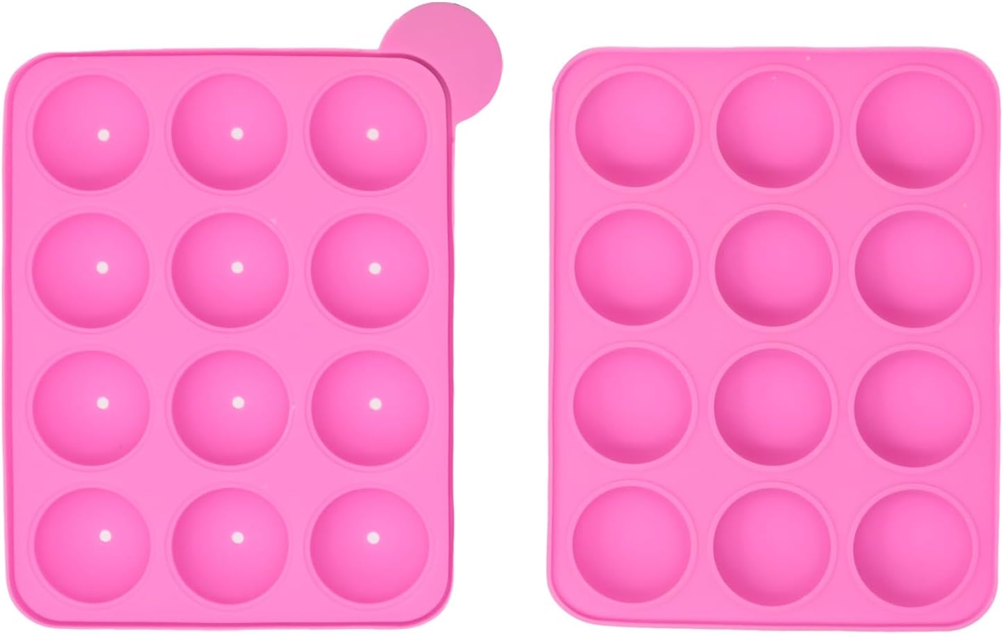 "yueton 1 Pack Cake Pop Maker Mold 12 Cavity Pink Silicone Cake Pop Mold Baking Decoration Mold for Lollipop, Chocolate, Candy, Cake"
