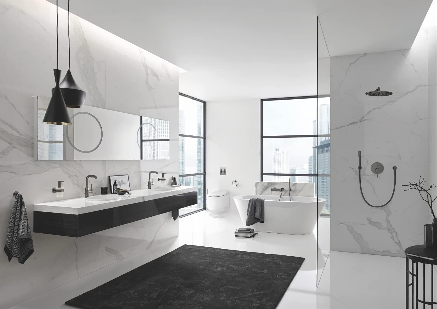 Grohe Essentials Toilet Roll Holder Without Cover, Brushed Hard Graphite