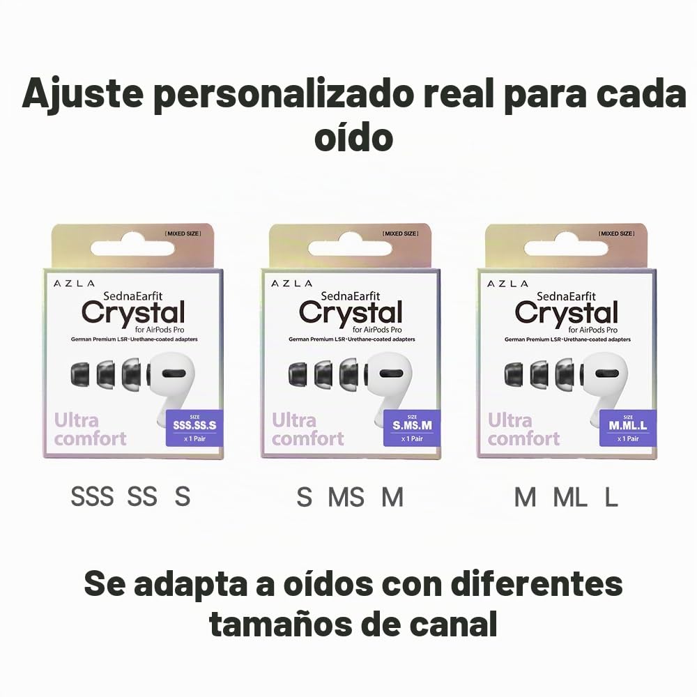 AZLA SednaEarfit Crystal - Juego de 3 Pares para AirPods Pro