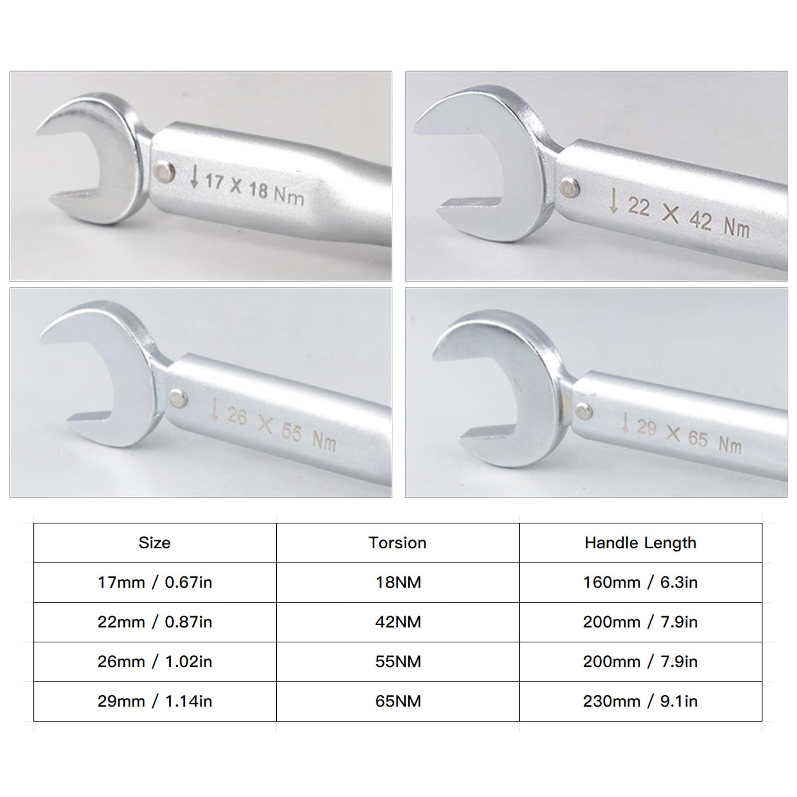 Fafeicy Drehmomentschlüssel-Set mit Offenem Ende und Präziser Steuerung, 17 Mm, 22 Mm, 26, 29, für die Reparatur von Klimaanlagen