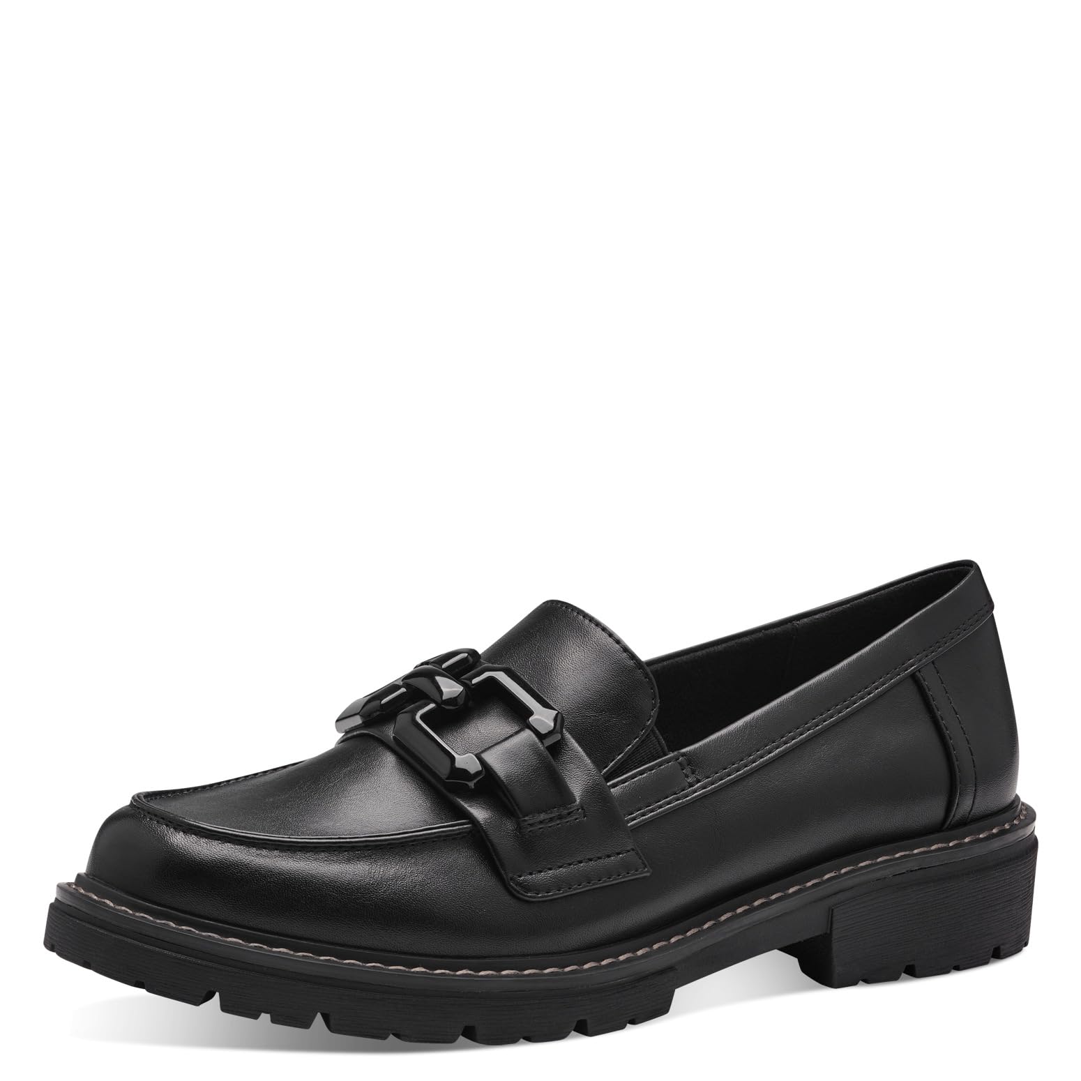 Jana Women's 8-24764-41 Comfortable Multi-Width Comfortable Women's Shoe with Chain Fashionable Everyday Shoes Loafer, Black, 6 UK