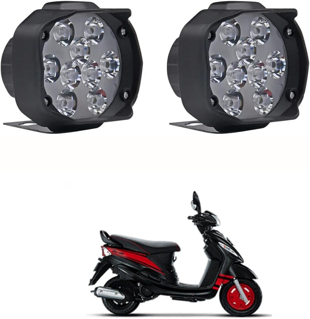 9 LED Fog Light Waterproof Head Lamp, Universal Bar Light, Anti-Fog Off-Road Driving Light for Motorcycles, Bikes, Scooters (12V DC 15W) – Pack of 2, White Y-amaha-Sa-luto BZ2795