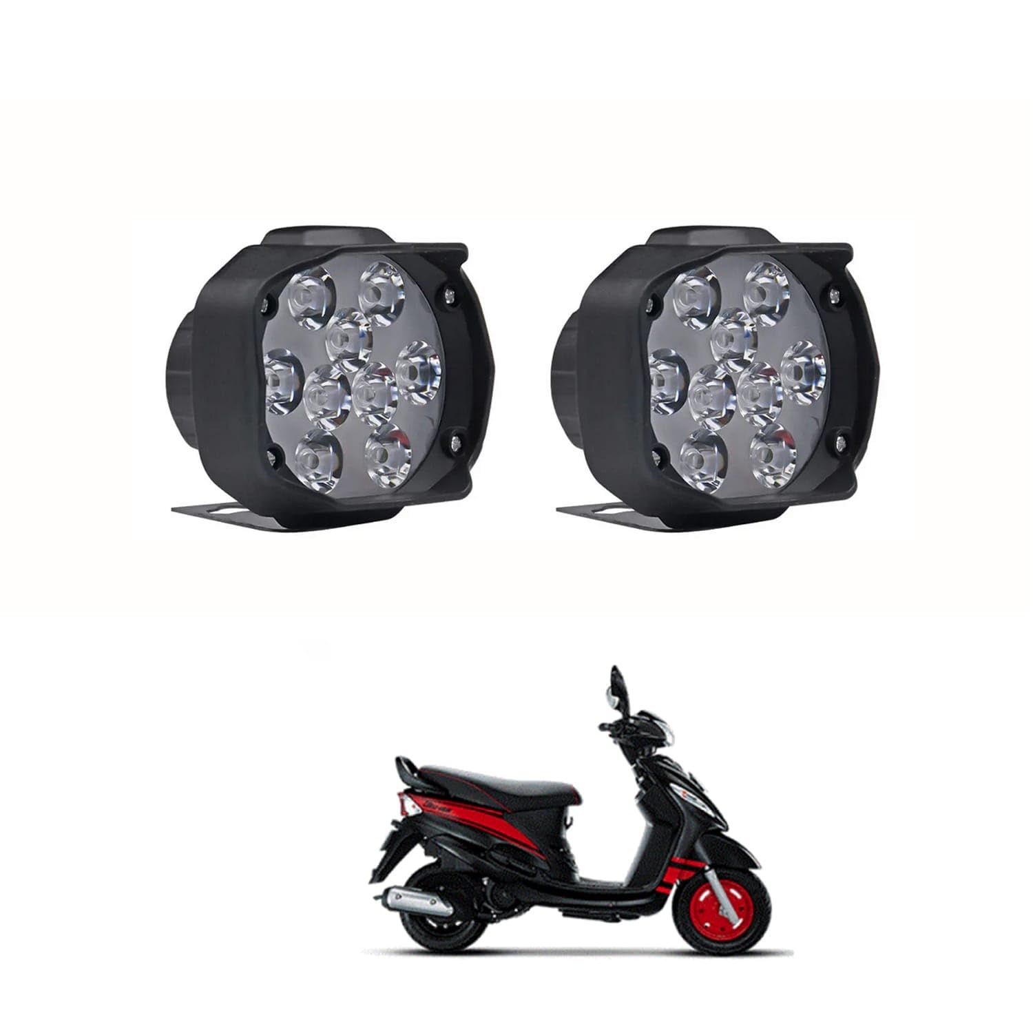 9 LED Fog Light Waterproof Head Lamp, Universal Bar Light, Anti-Fog Off-Road Driving Light for Motorcycles, Bikes, Scooters (12V DC 15W) – Pack of 2, White Y-amaha-Sa-luto BZ2795