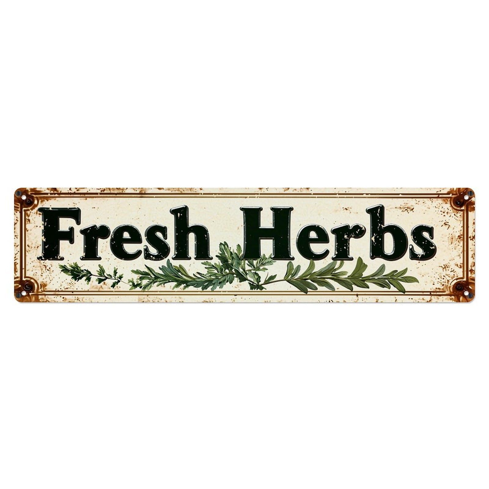 Fresh Herbs Botanical Vintage Sign Metal Tin Sign Plaque