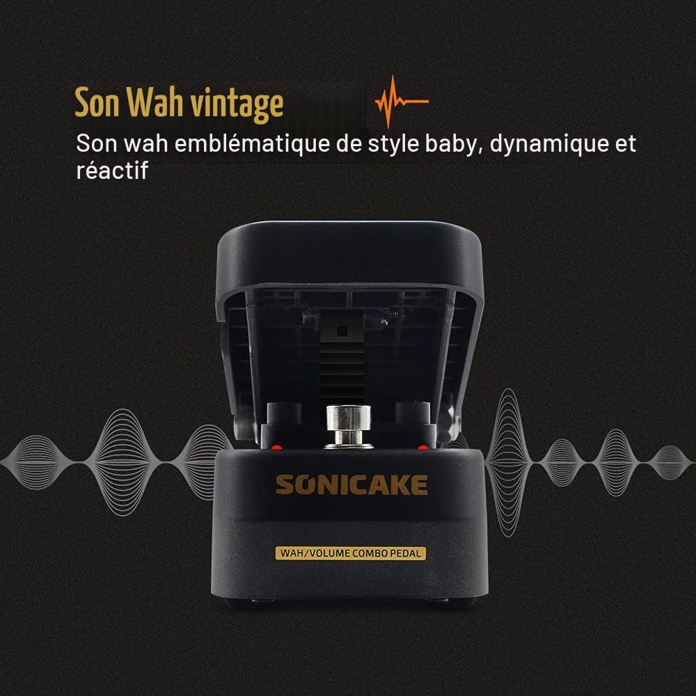 SONICAKE Mini pédale d'effet de volume Wah active pédale d'expression 2 en 1 VolWah