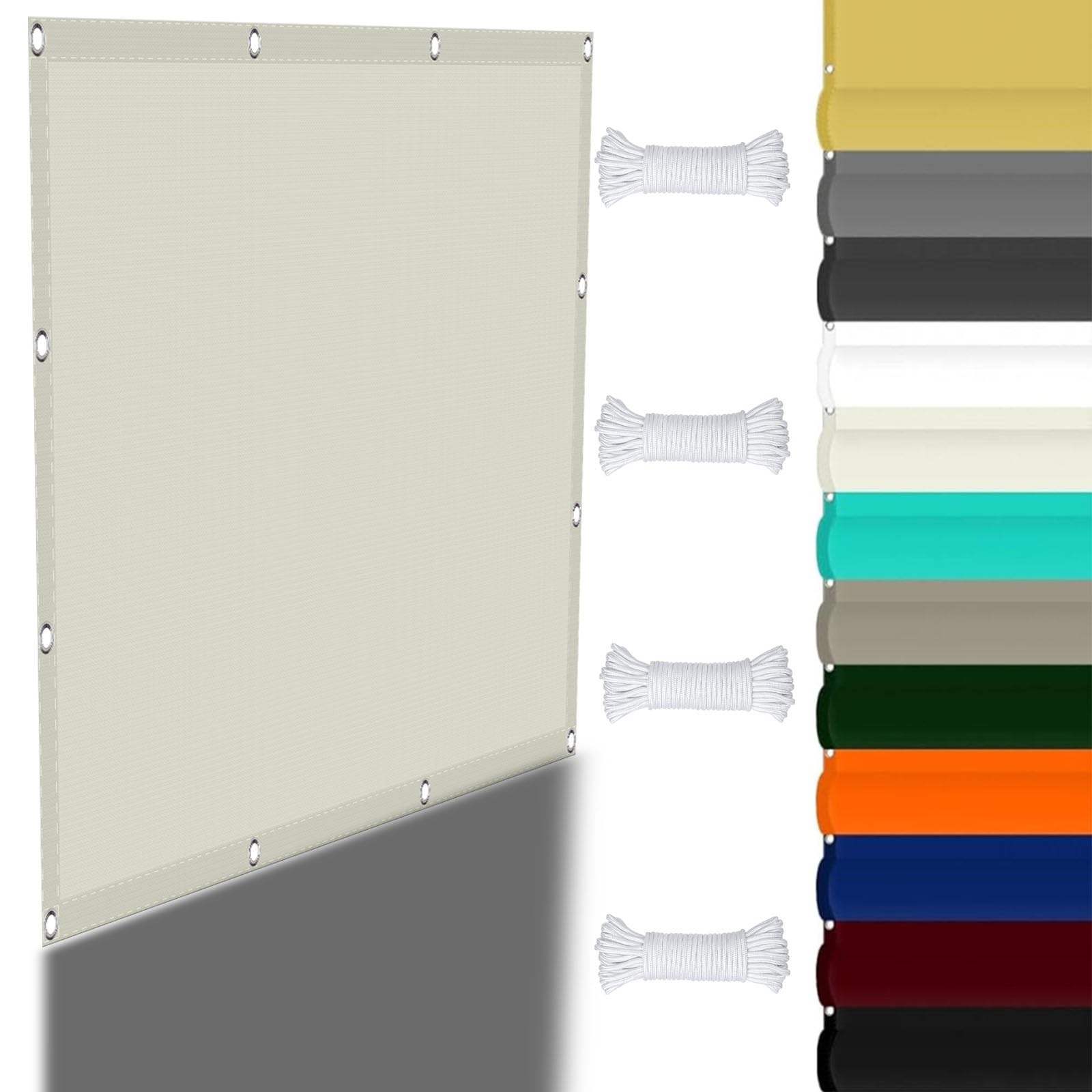 WQPMNYG UV Protection 98% Outdoor Sun Shade Canopy 6x7m Square Polyester Awning for Pergola Pool Patio Lawn & Flower Beds Ivory WeatherResistant Filtration