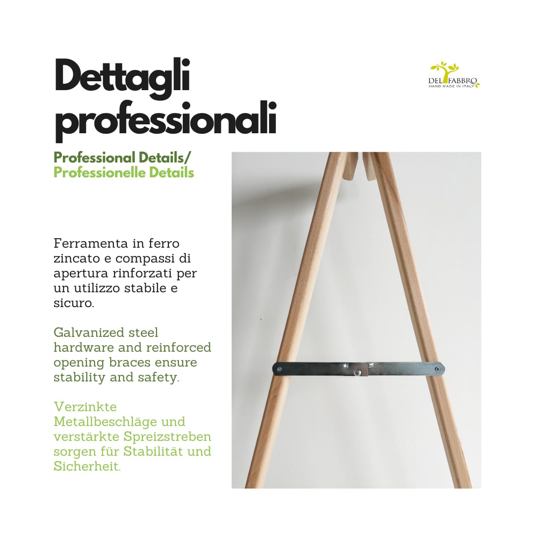Del Fabbro Coppia Cavalletti da Lavoro Legno Faggio – Supporti Resistenti per Banco Lavoro e Fai da Te – Cavalletti Professionali (80x80 cm)