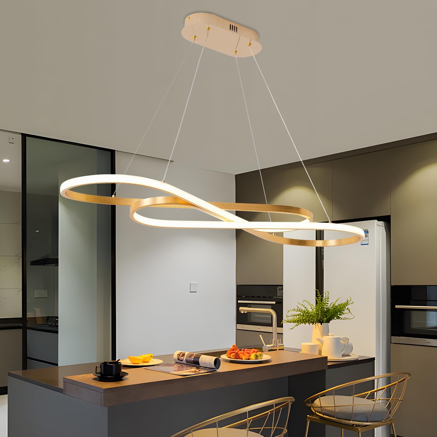 Lamparas de Techo Comedor Colgante LED Regulable, Lampara Comedor con Mando a Distancia, Altura Adjustable Moderna Luz Cocina Techo para Dormitorio Pasillo Decor Iluminación L100cm