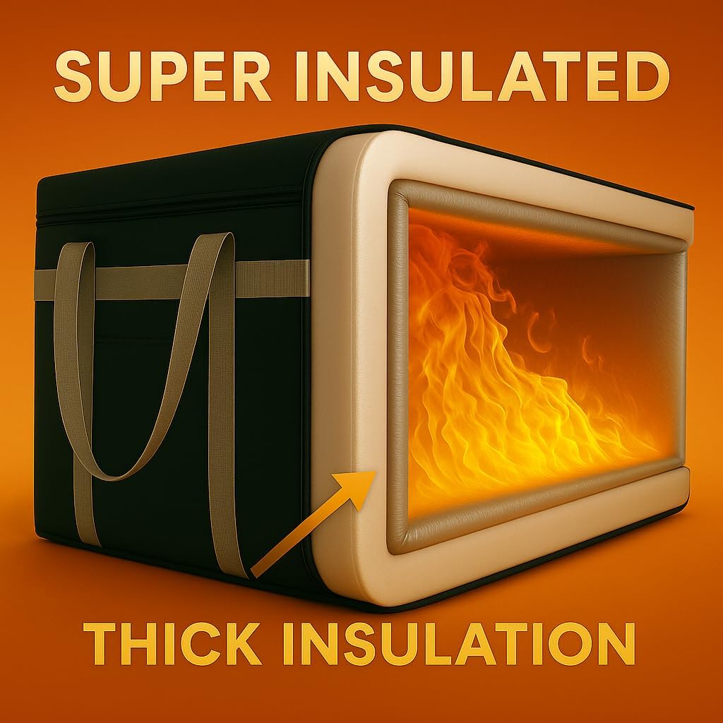 musbus Extra Large XXXL Insulated Food Delivery Bag Cooler Bags Keep Food Warm Catering Therma for doordash Catering Cooler Bags Keep Food Warm Catering Therma Catering Shopper hot Black