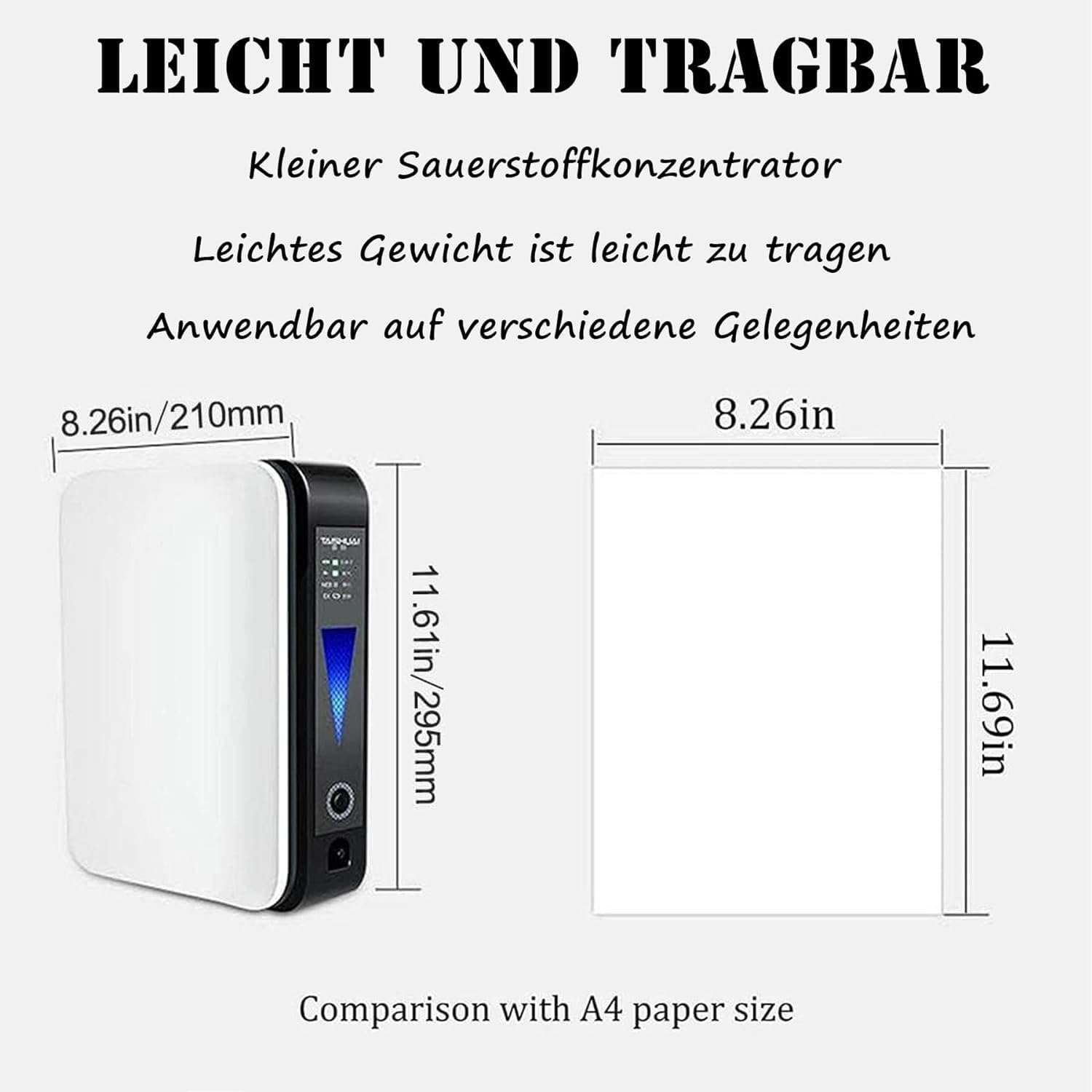 Mini concentratore di Ossigeno Portatile, Macchina per Ossigeno, generatore di Ossigeno Regolabile 1-2 l/min per casa, Viaggio, Auto da casa