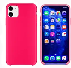 Capinha Colorida Compatível Com iPhone 11 Vermelha,Preta, Laranja, Amarela, Azul, Rosa, Pink, Branca, Lilás, Marrom, Verde, Roxo, Case Slim Flexível Aveludada PREMIUM (Rosa Pink)