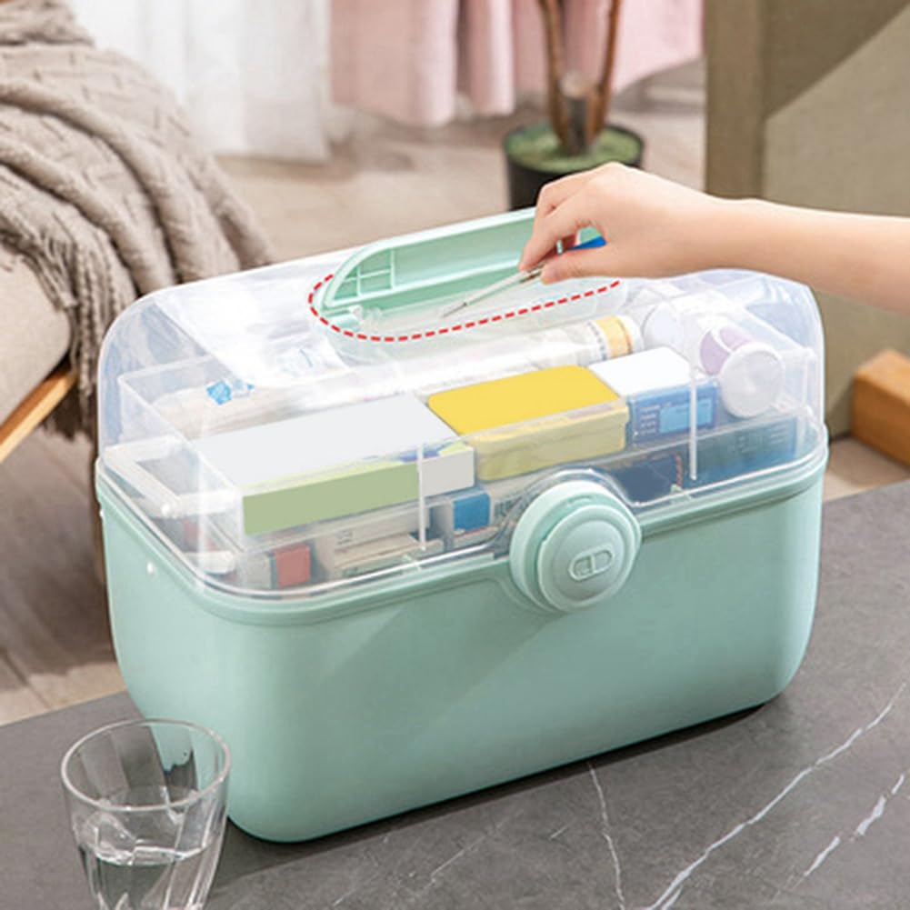 Tragbare Aufbewahrungsbox f¨¹r Medikamente, Aufbewahrungsbox, Gr¨¹ner Kunststoffbeh?lter, Familien-Notfallset-Box