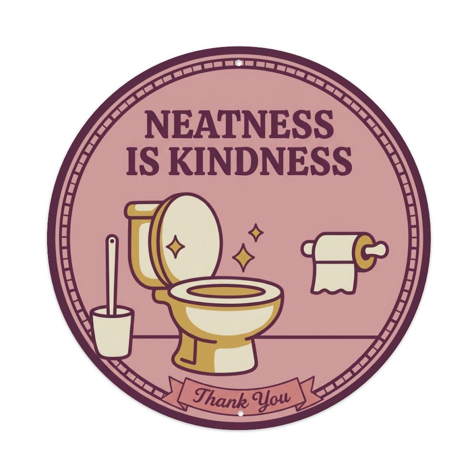 Tgrcjimh Style Metal Tin Sign Toilet Clean Bathroom Reminder Neatness Is Kindness