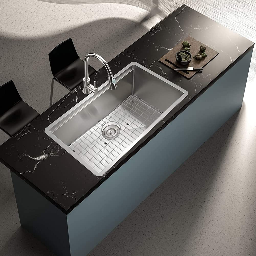 1 grille inférieure d'évier en acier inoxydable et protecteurs d'évier pour évier de cuisine avec