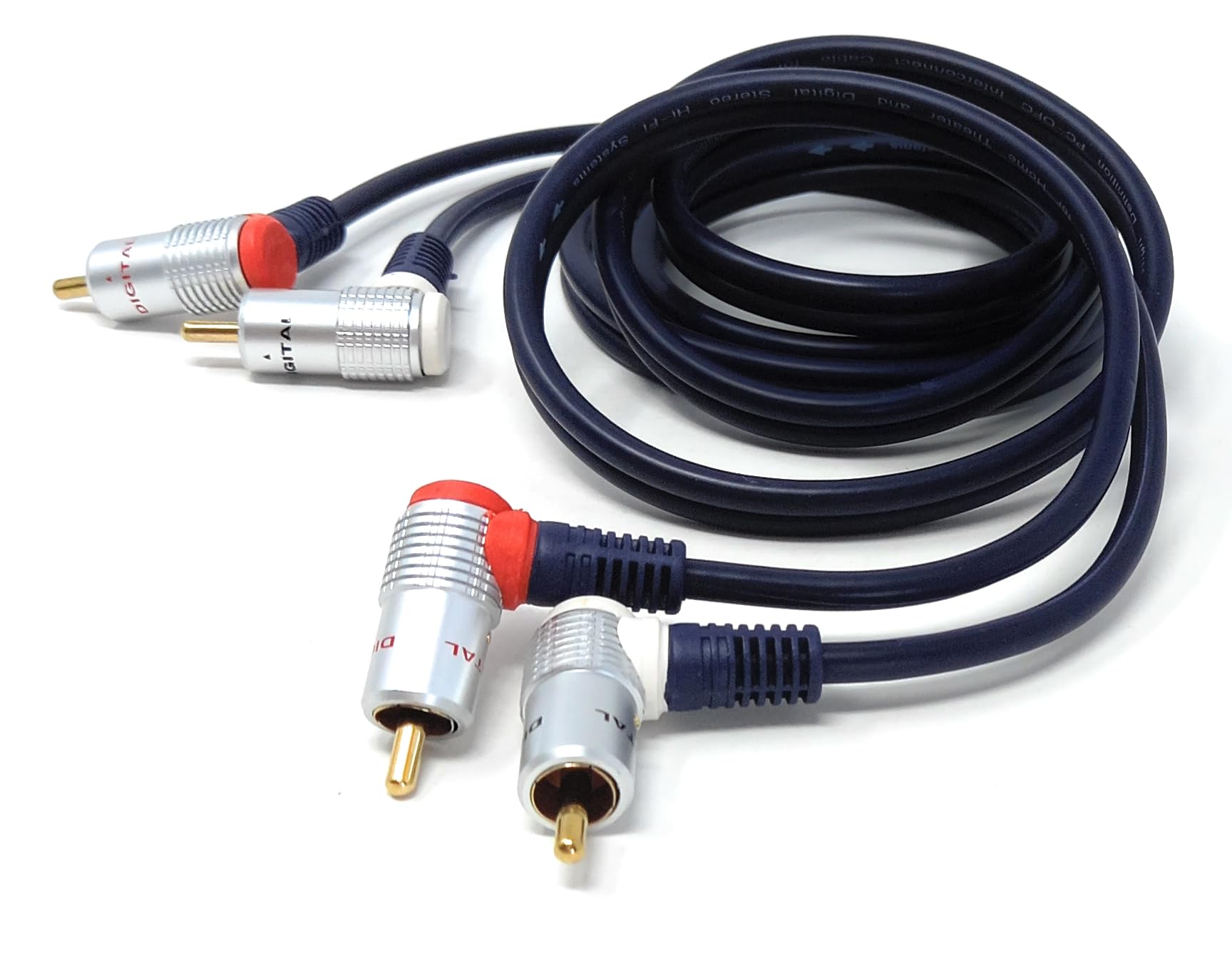 DRUT Cavo audio doppio da 1,5 m con 2 connettori RCA a RCA ad angolo retto per