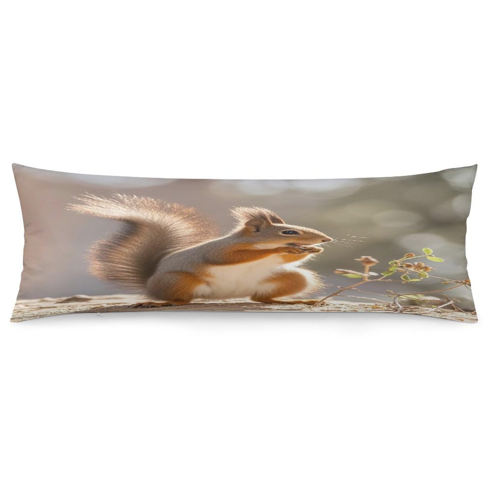 Squirrel Funny Animal Pillowcase Decorative Long Body Pillow Case Soft Breathable Body Pillow Cover Modern Large Pillowcase Cute Body Pillow Pillowcases for Bedroom Couch 18.9 X 53 Inch