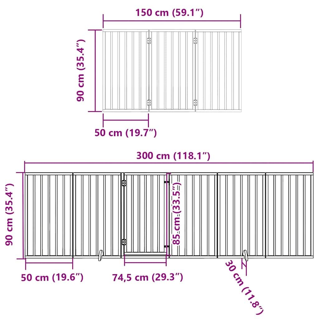 Puerta plegable para perros de 15 piezas de madera de álamo de 750 cm con puerta, independiente, ideal para interior y exterior, protección segura para cachorros y perros, fácil de transportar