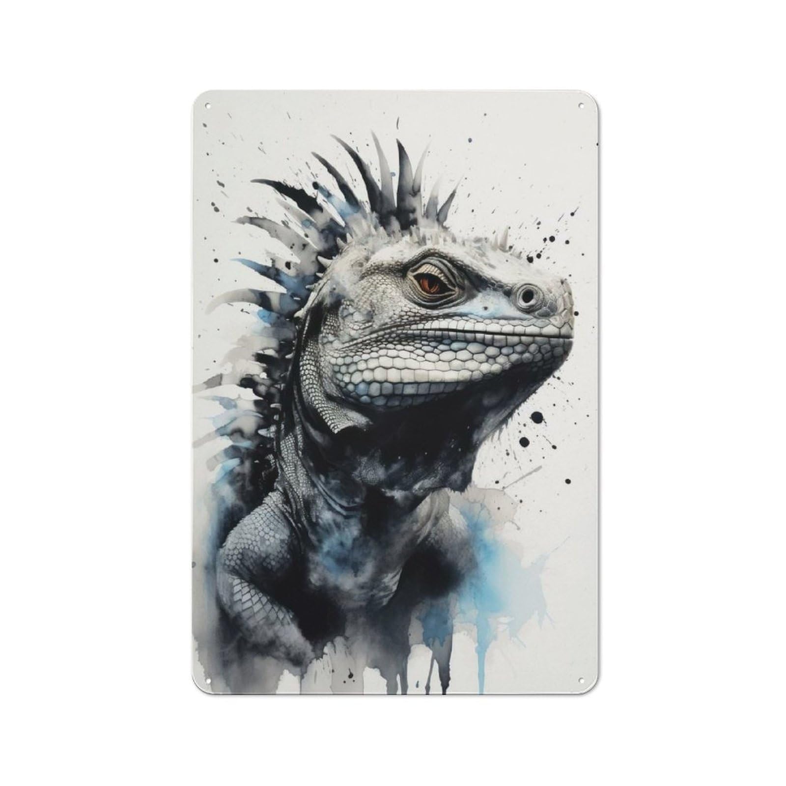Junmoney Iguana Beauty Inked Lizard Tin Wall Sign With Design 30X20cm, Classic Bistro Wall Plaque For Bakery, Diner, Cafe Or Family Room