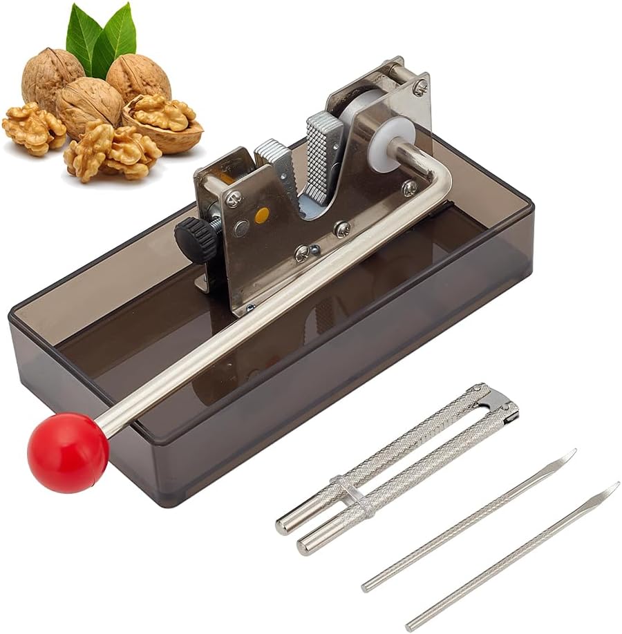AHANDMAKER 4Pcs Nut Crackers for All Nuts with 2 Picks Adjustable Jaws Heavy Duty Nut Cracking Tools Walnut Pecan Hazelnut Sheller for Black Walnuts Pecans Macadamia Nuts Home Kitchen Party Use