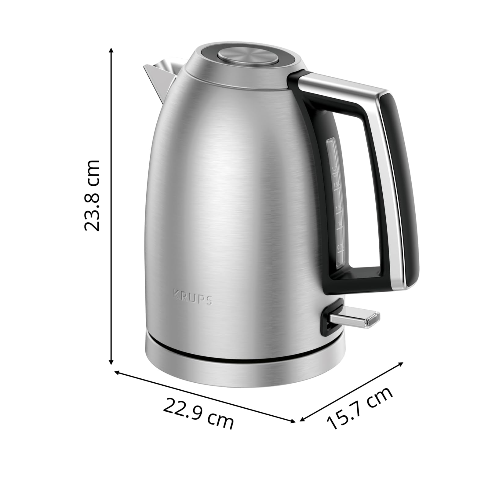 Krups Excellence Bouilloire électrique, Capacité 1,7 L, Inox brossé premium, Base 360°, Résistance cachée, Filtre anticalcaire BW552D10