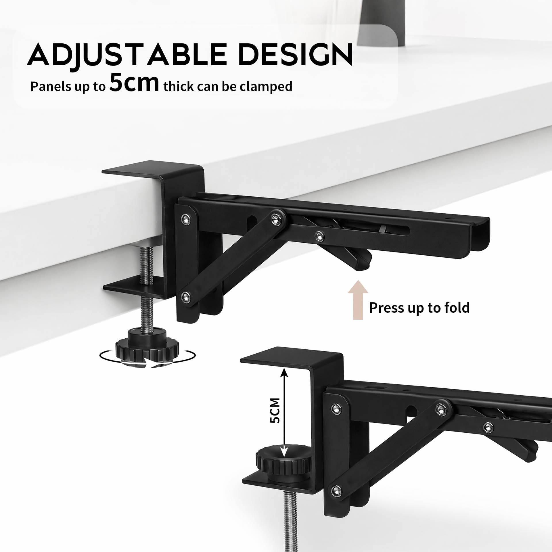 Extensión de mesa, extensión de escritorio, alargador de alféizar de ventana, extensible y estable, bandeja para teclado para debajo de la mesa, mesa de ordenador, bandeja para ahorrar espacio para la