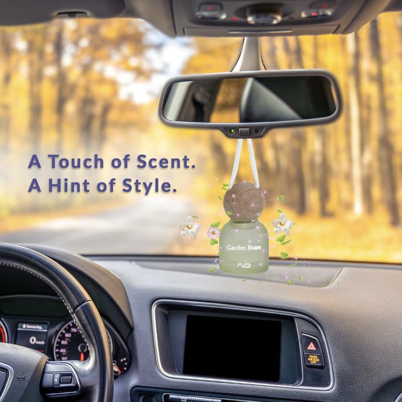 Image of NEODRIFT 'NeoBliss' (Set of 1) | (Garden Bloom) Car Hanging Diffuser Car Perfume & Air Freshener in Glass Bottle with Wooden Lid & Long Lasting Scent - 10ml
