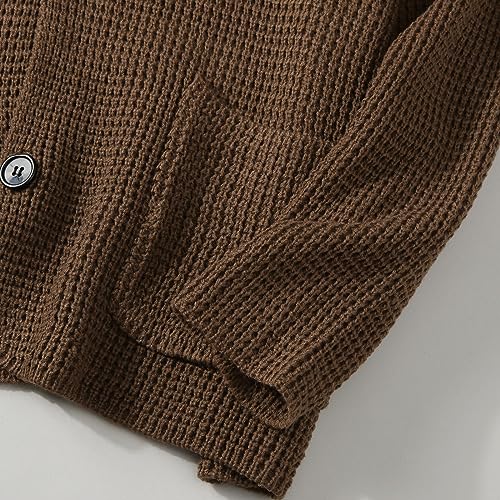 Cardigans hombre invierno de punto grueso con cuello en v y botones 4