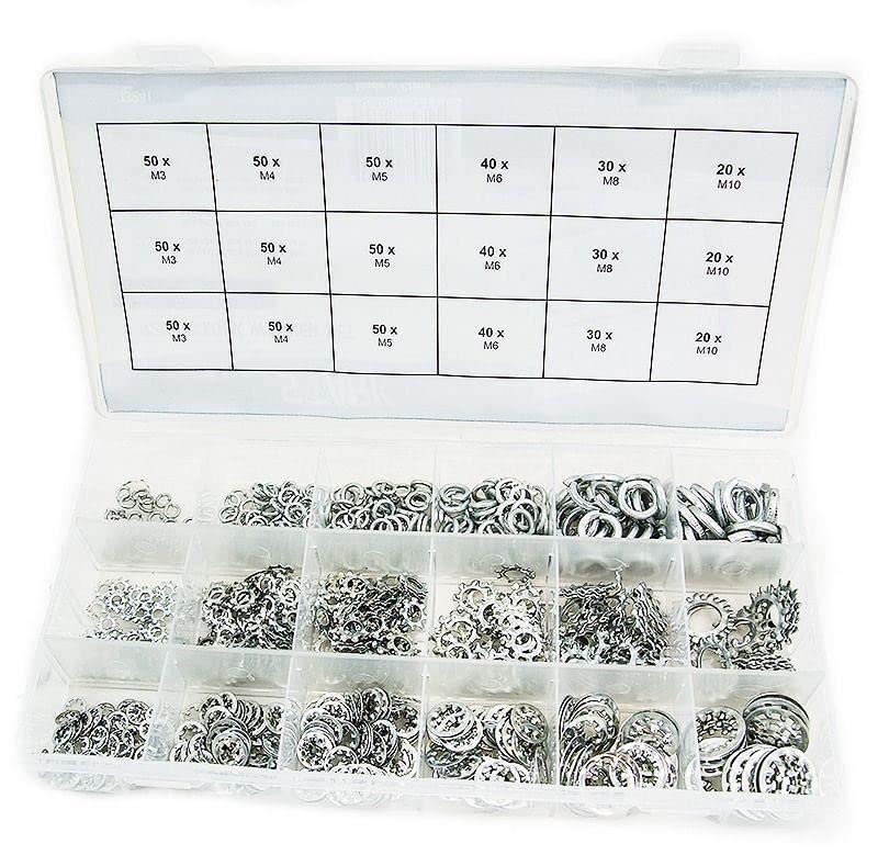 for 720-PC Assortment Spring Lock External & Internal Tooth Lock Washer Kit