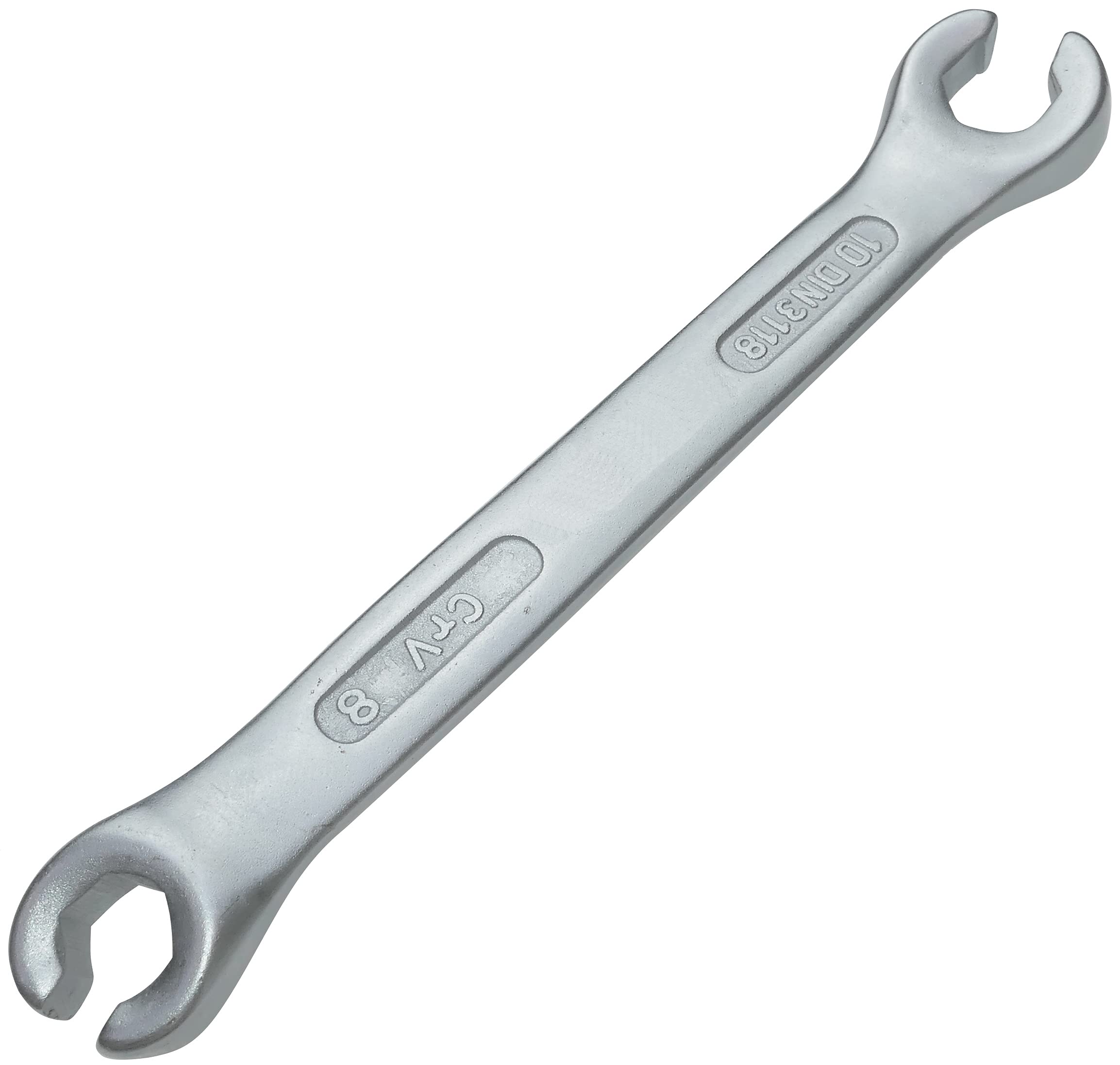 Aerzetix - Chiave piatta aperta per tubo freno 8x10mm - chiave a tubo per tubi freno - in acciaio CR-V - DIN 3118 - colore argento - C51131