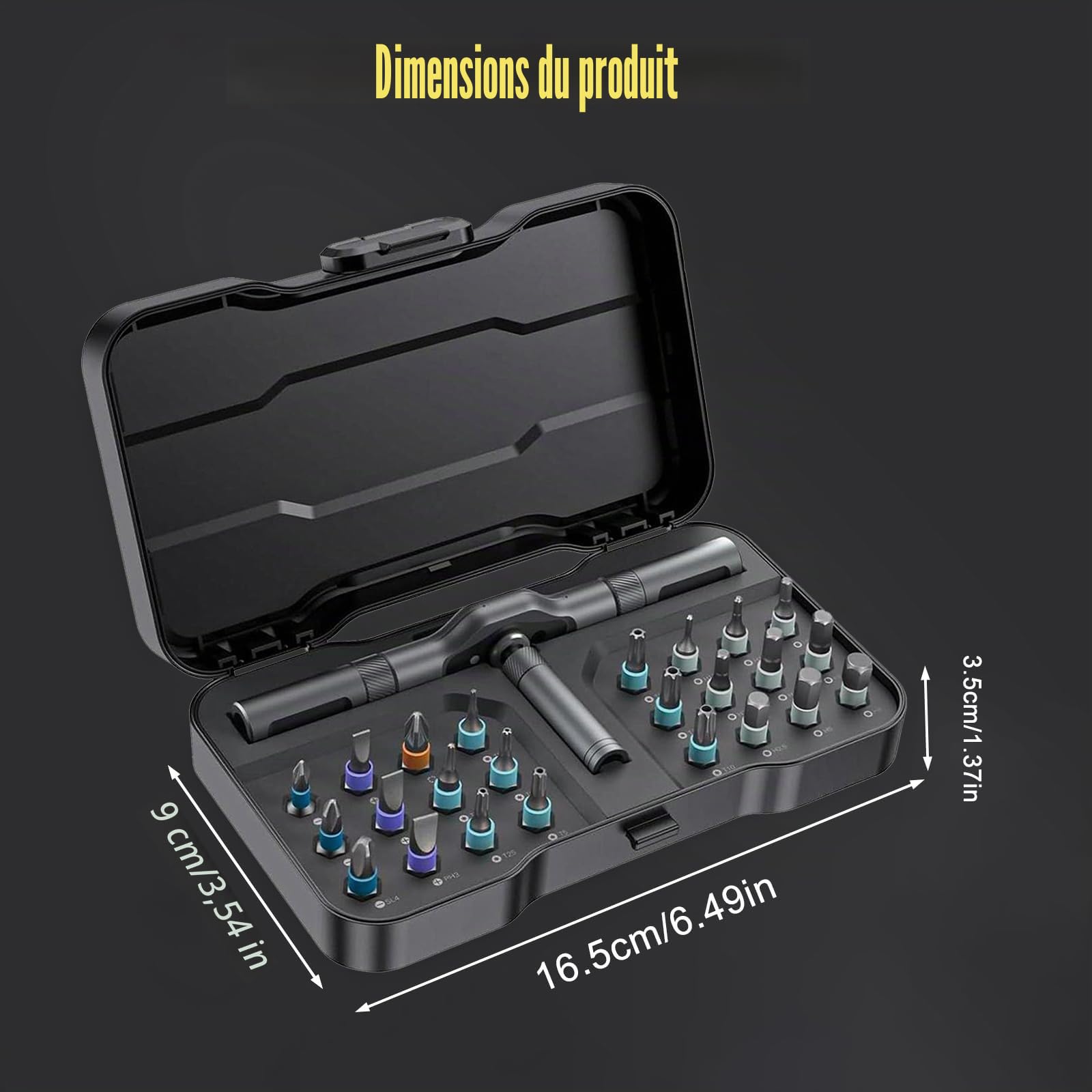 Jeu Tournevis Cliquet 24 en 1,Kit Tournevis Précision Magnétiques Avec Poignée à Cliquet T Amovible, Avec Étui Rangement Outil Réparation Portable Pour Meubles,Vélo