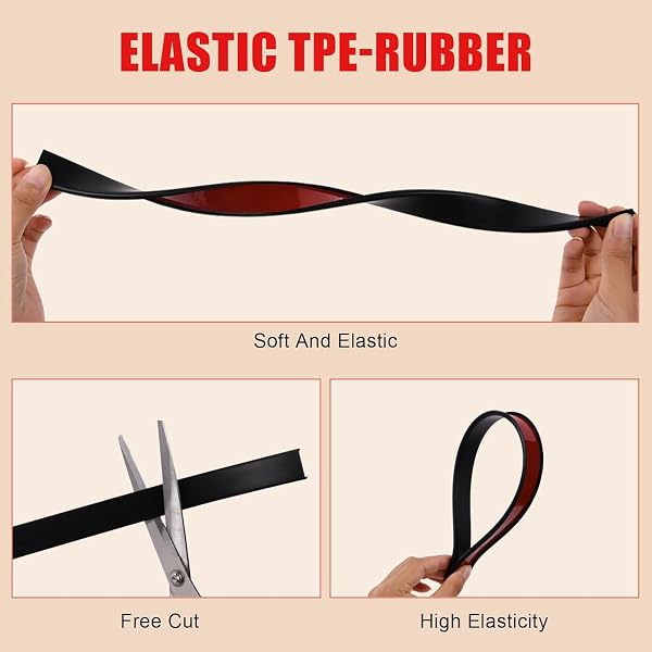 Flintronic U-Form Selbstklebend, Weichsockelleiste für Küche und Badezimmer, Möbelkantenband, Flexible TPE Faltbarer Kantenschutz für Schrankkanten,Abschlussleiste, Arbeitsplatten(Schwarz, 20mm *5m) - 2