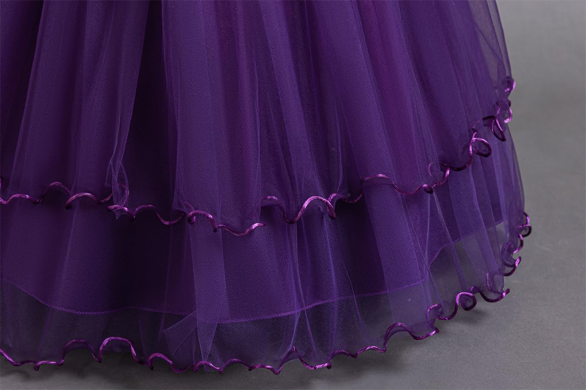 SYUKEKEYA Blumenmädchen langes Kleid Kinder Spitze Prinzessin Puffkleid Hochzeit Geburtstag Party Kleid 3390