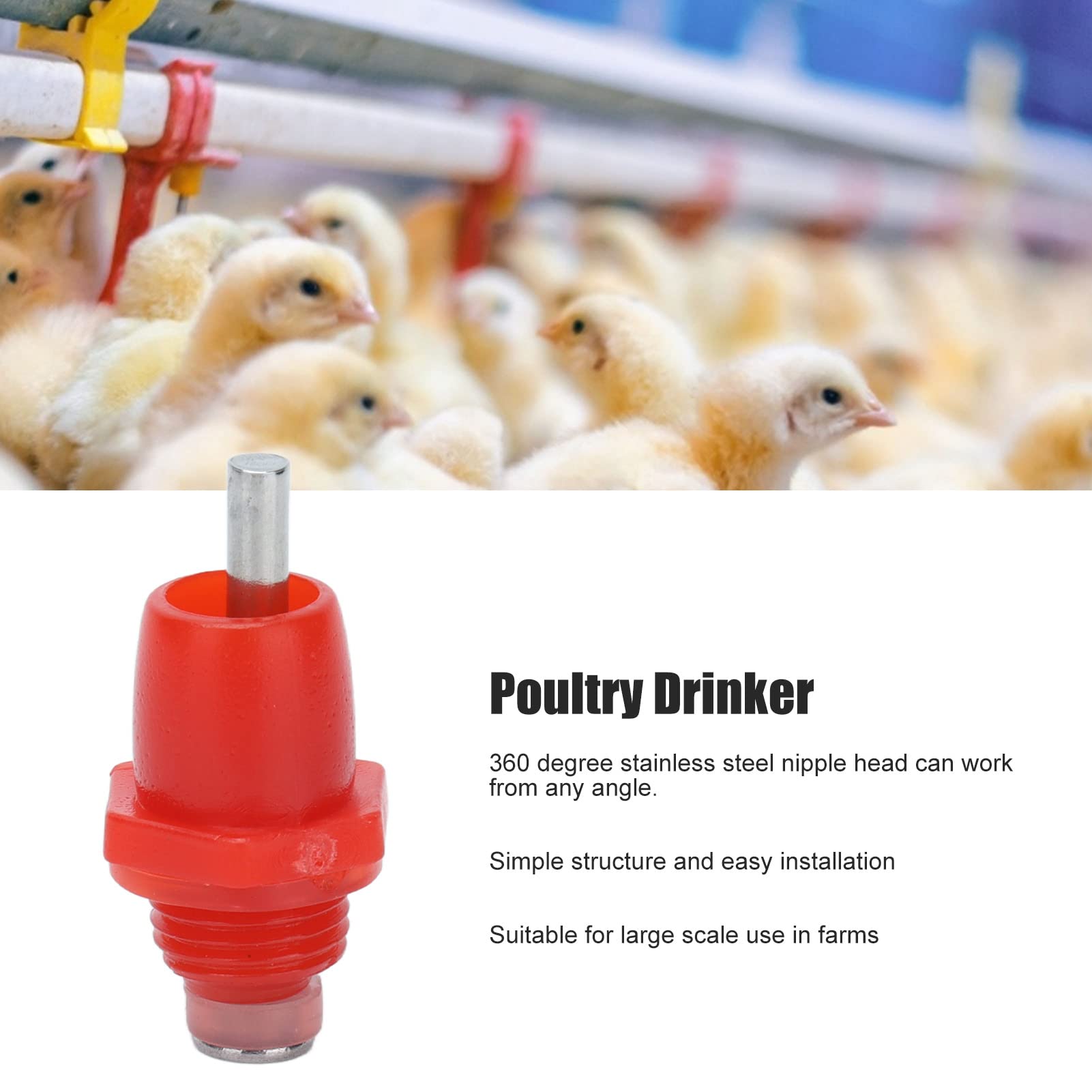 100 PCS Automatic Chicken Waterer, 3 Way Spring Type Automatic Chicken Water Nipples Chicken Waterer Nipples for Farm Feeder