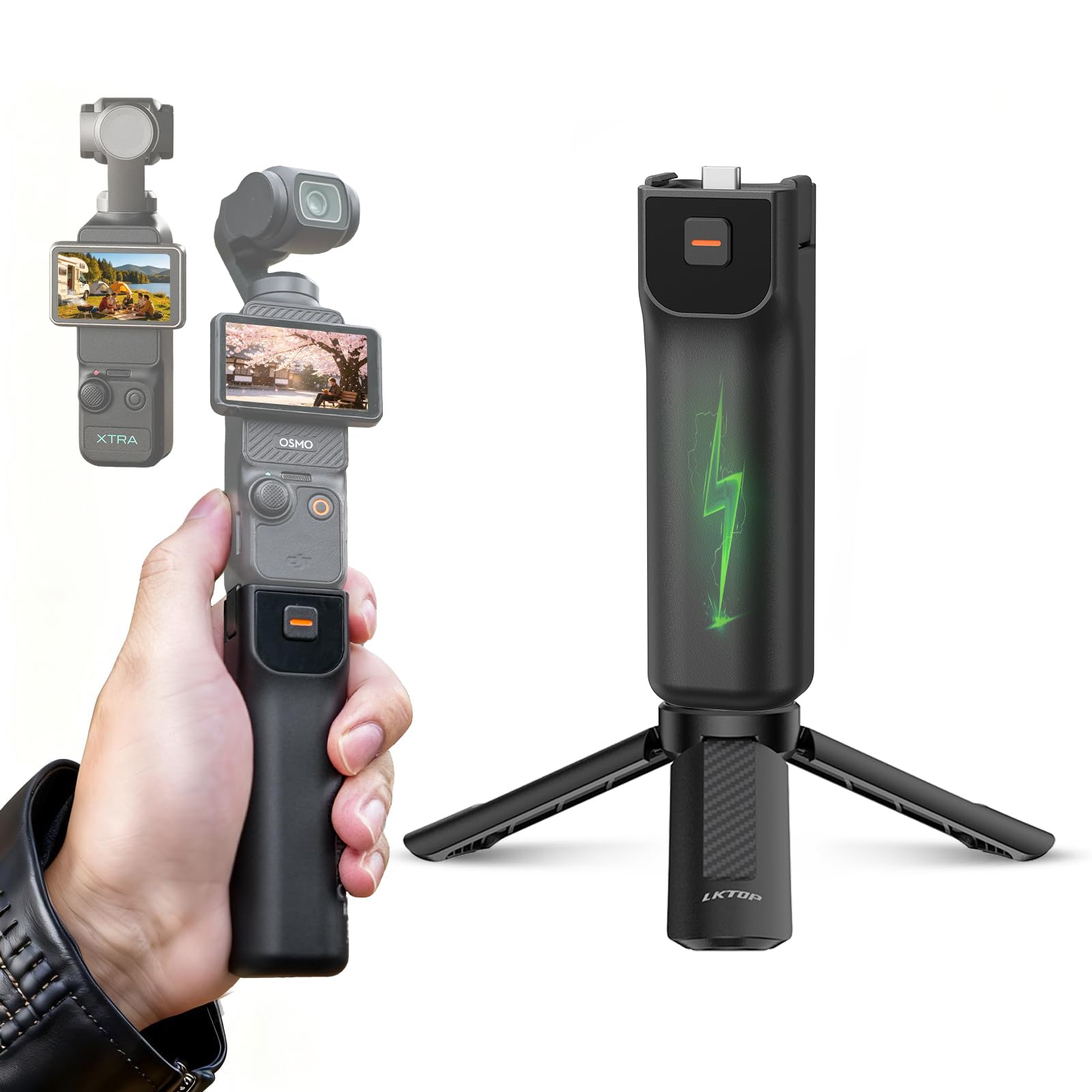 LKTOP Pocket 3/4 Battery Handle&amp;Tripod for DJI Osmo Pocket 3/4/4P