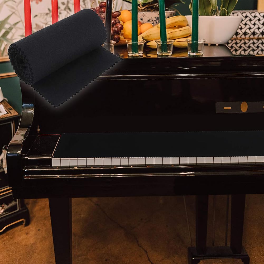 Copritastiera Per Pianoforte In Panno Morbido - Antipolvere E Protettivo, Rosso 125x15 Cm - Foto 2
