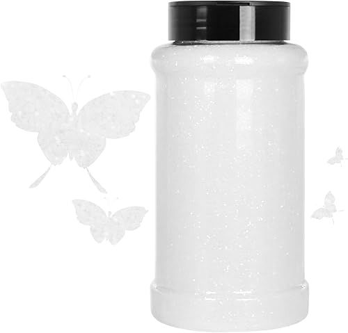 Purpurina blanca, 16 onzas (1 libra), purpurina gruesa para manualidades de resina, uñas, vasos, slime cosmético y decoración de festivales,