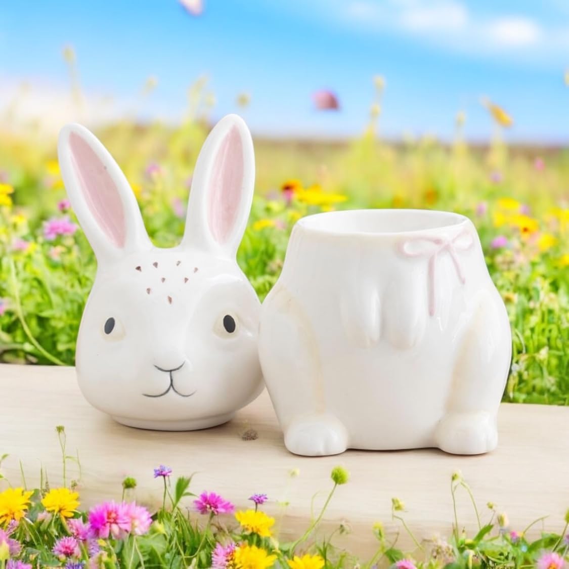 Bunny Rabbit Theme Essential Oil Warmer Beautiful Home Decor Inside Gift Idea Tea Light Included Spring Easter Decoration Figurines Statues NOT Electric