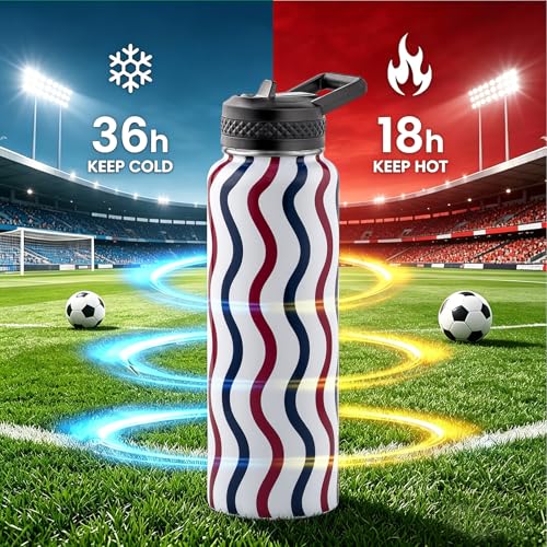 Image of RAYMYLO 2026 Soccer Biggest Event Edition Insulated Water Bottle 40 oz, Nation Flag Design, Best Souvenir & Gift for World Soccer Lover, Vacuum Stainless Steel (Cold for 36Hrs), Leak Proof & Non-BPA