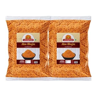 Ghotaram Muhiyabad Uralaikilangu Aloo Bhujiya Bhujia, Batata Alu Bhujia Bhujiya Namkeen Snack, Ready to eat Red Aloo Bhujiya Namkeen Anytime Healthy Namkeen Savoury Snack-150g*2Pack