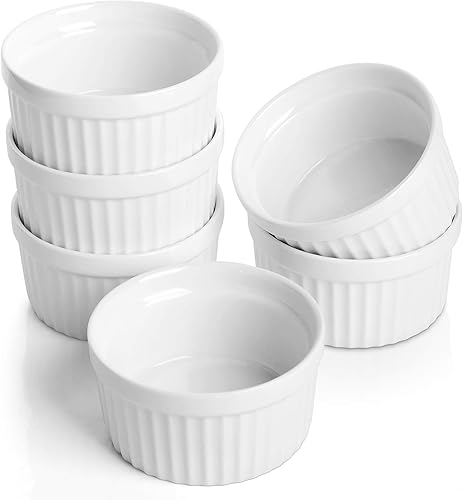 Samsle Ramekins de porcelana de 4 onzas, aptos para horno, pequeños platos para crema brulee, helado, inmersión y salsas, mini cuencos de cerámica