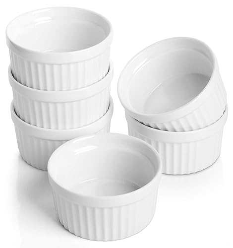 Porcelain Ramekins 4 oz Oven Safe, Small Souffle Dishes for