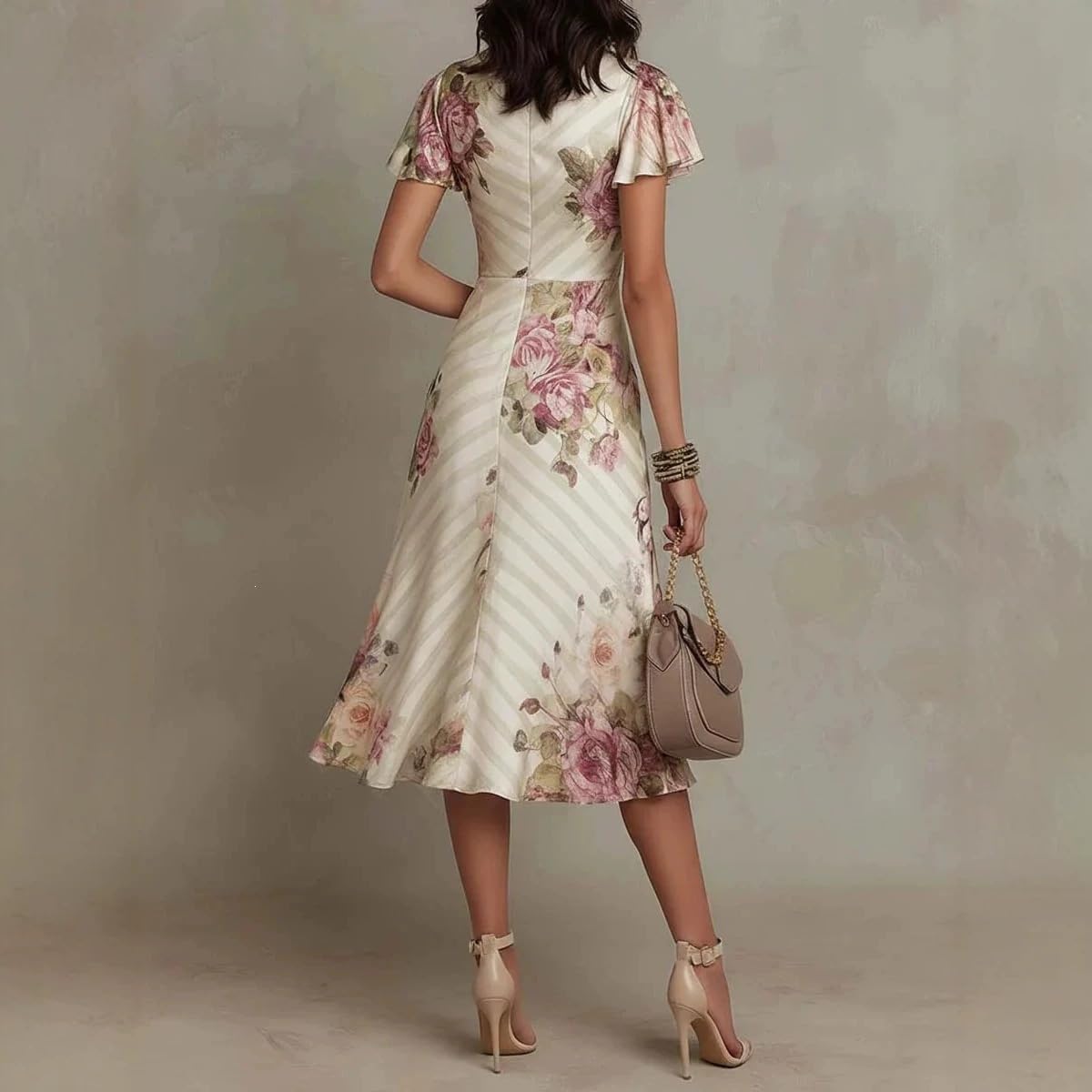 Vestido frugado con Estampado Floral Informal - Conjunto de Verano para Mujer