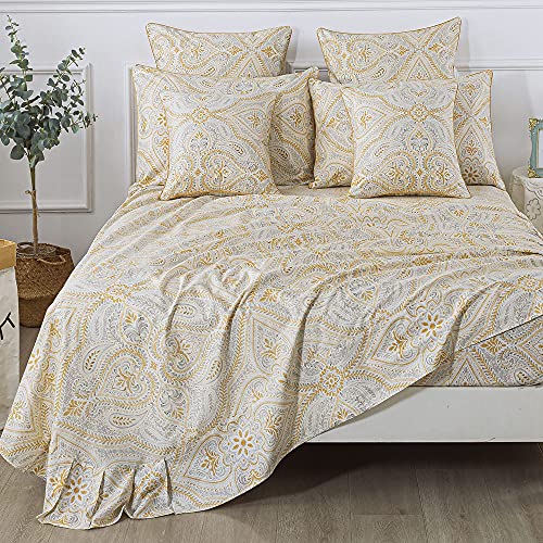Fadfay HU-XI-201 Luxury Sheets Set Queen Classical Damask Paisley Bedding Luxurious Gold Classy Paisley Bed Sheet Set Breathable 100% Cotton Ultra Soft Hypoallergenic Deep Pocket Fitted Sheet 4Pcs thumb #2