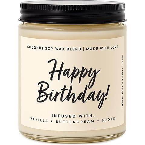 WAX & WIT Birthday Gifts for Women, Happy Birthday Candle – Scented with Vanilla, Buttercream and Sugar - 9oz, Soy Wax, 50 Hour Burn, Premium Candle Gift for Her, Friend, Daughter, Sister, Wife