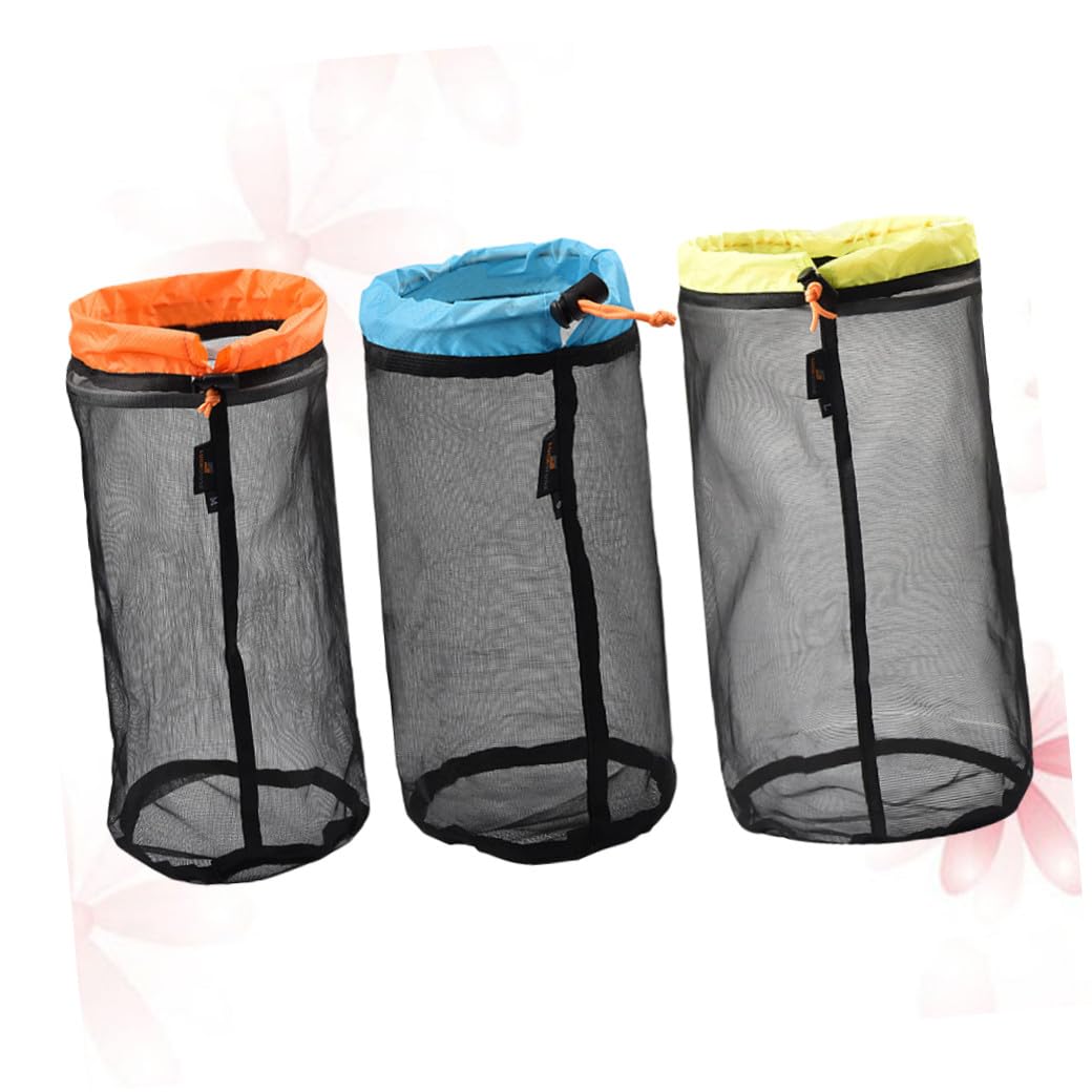 3 Set Borsa Portabiancheria Borse per Riporre Gli Indumenti Sacco di Compressione per Sacco A Pelo Borsa con Coulisse in Rete Compresso Sacca per A Pelo 3 Pezzi * 3