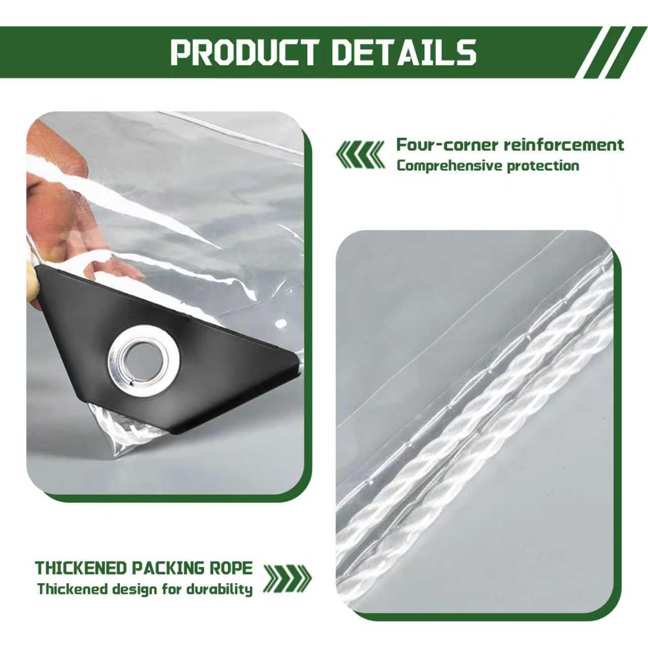 Abdeckplane Wasserdicht-mit ösen-Transparente Plane,Durchsichtige Tarp für Außenbereich Pflanzen Gewächshaus Garten MöBel Pet Hutch Dach (PVC) (3x3m)