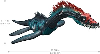 Mattel Jurassic World JCL72 Big Action! Stixosaurus Children's Figure, Dinosaurus, Toy, Large Moving, Total Length: Approx. 14.9 inches (37.8 cm), 4 Years Old and Up Green