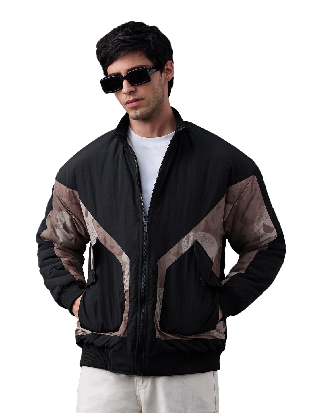 the souled store Punisher: Justice Men and Boys Full Sleeves Band Collar Black Camouflage Printed Polyester Regular Fit Lightweight Utility Pockets Winter Jacket-picture-28