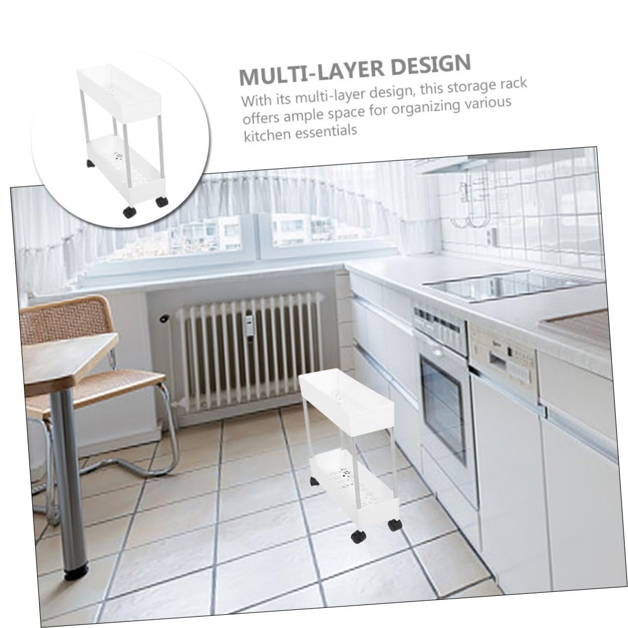 ULTECHNOVO Carro en Plástico Niveles Reutilizable Varios Diseño de Hierro E Rodante Almacenamiento Multiusos Ruedas, Estante Pie para Cocina y Baño